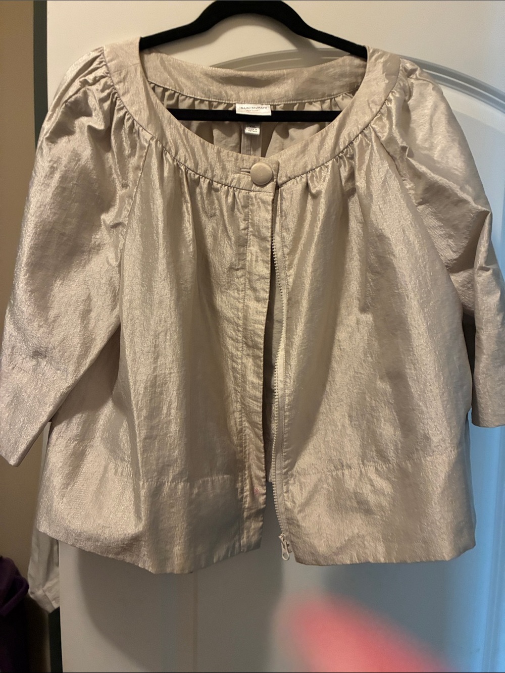 Isaac Mizrahi Shimmery Cream Short Jacket